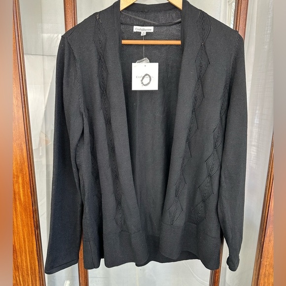 Croft & Barrow Cardigan Black Crochet size Medium New With Tags Women’s Open - Picture 1 of 9
